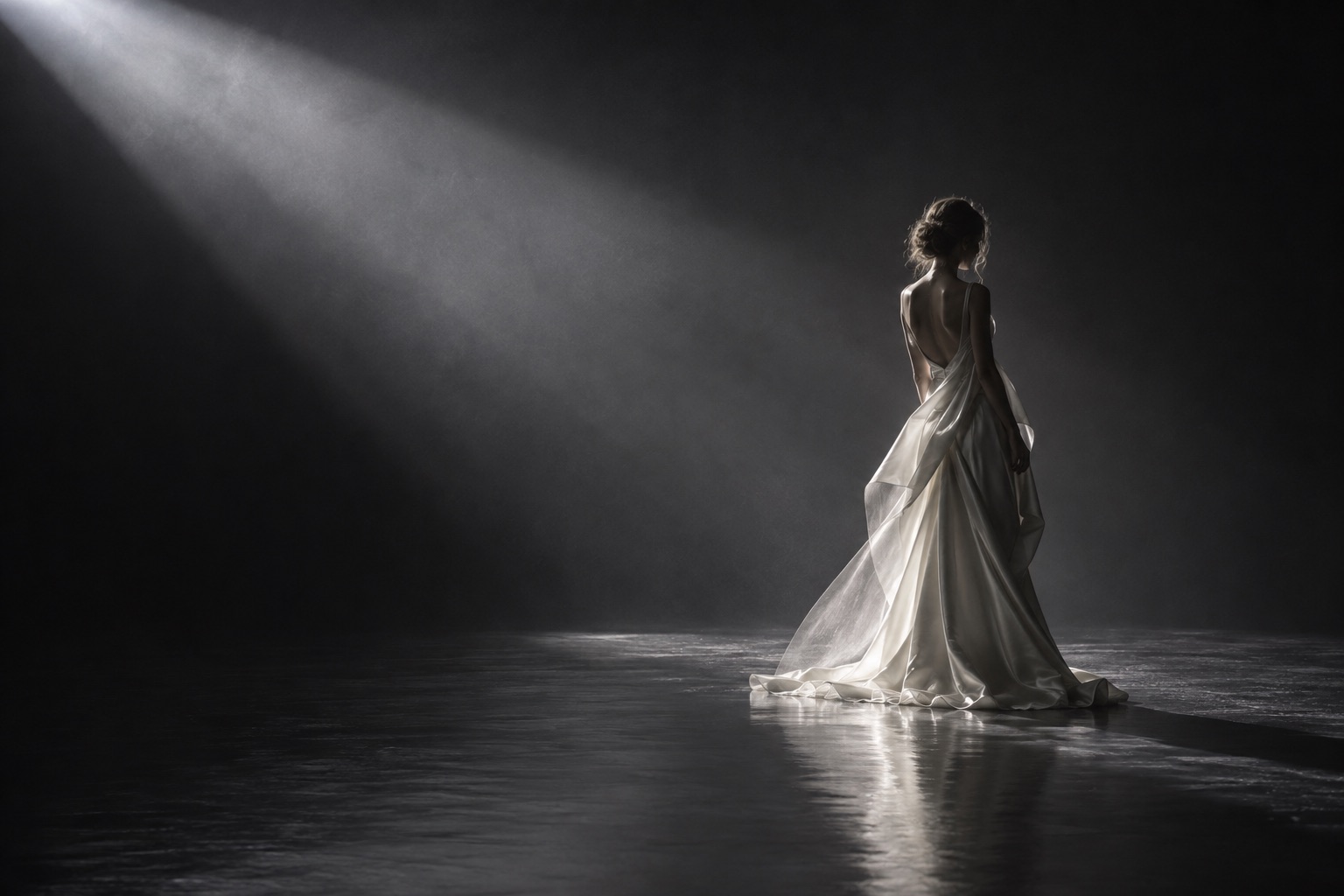 Atmosphere visual concept: silk illuminated through controlled haze